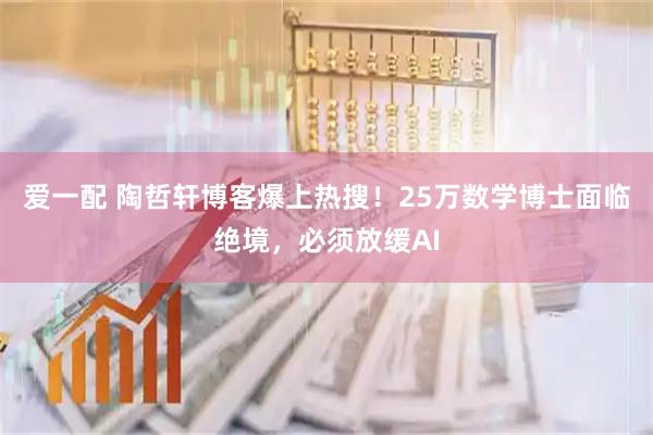爱一配 陶哲轩博客爆上热搜！25万数学博士面临绝境，必须放缓AI