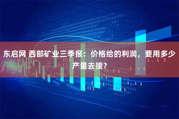东启网 西部矿业三季报：价格给的利润，要用多少产量去接？